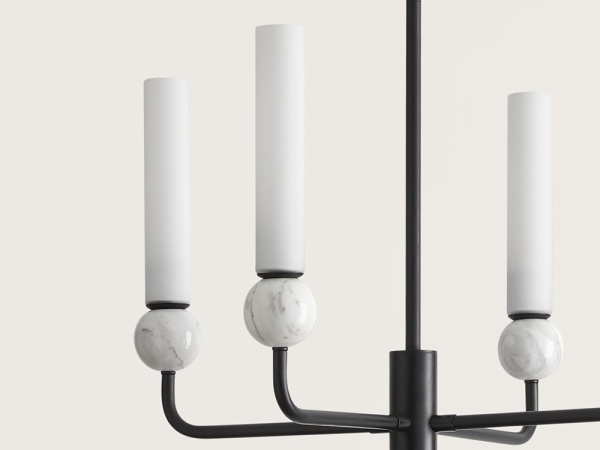 Люстра Delie 8L черный металл - белый мрамор от интернет-магазина IDODOM.RU