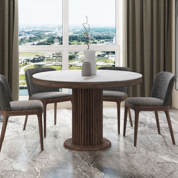 Стол Denver 110+40, круглый раздвижной, матовый от интернет-магазина IDODOM.RU