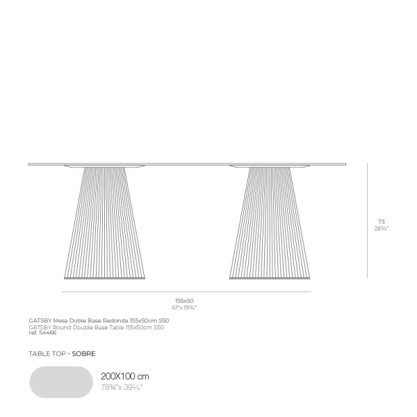 Обеденный стол Gatsby ø50x73cm s50 (столешница 200х100) от интернет-магазина IDODOM.RU
