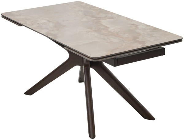 Стол обеденный Ember (160+40+40) керамика глянцевая янтарь, опоры массив от интернет-магазина IDODOM.RU