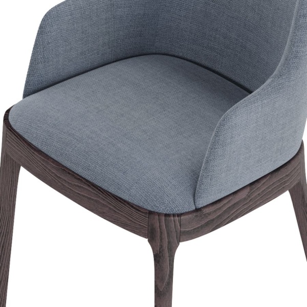 Стул с подлокотниками Magda без стежек,  массив бук, рогожка синий от интернет-магазина IDODOM.RU