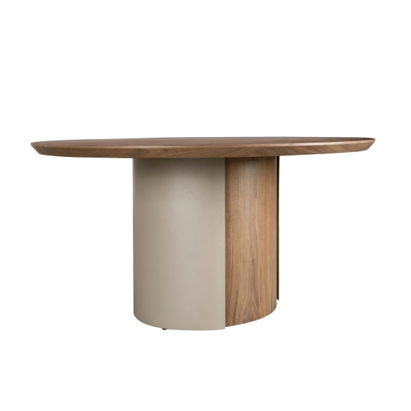 Круглый обеденный стол 1163 из ореха и стали песочного цвета от интернет-магазина IDODOM.RU