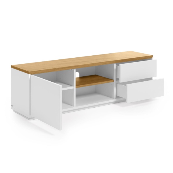 Тумба под ТВ Abilen шпон дуба и белый лак 150 x 44 cm от интернет-магазина IDODOM.RU