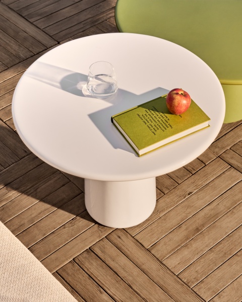Журнальный столик Albanella из цемента с глянцевой белой отделкой Ø65 см от интернет-магазина IDODOM.RU