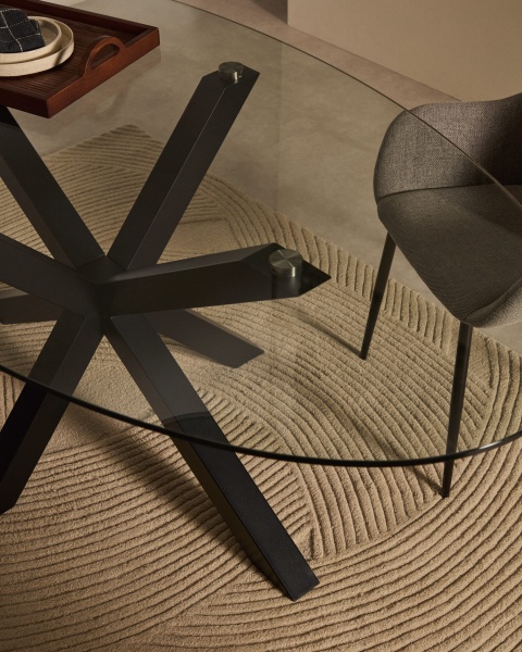 Овальный стол ARYA Argo из стекла, на стальных ножках с черной отделкой 200x100 от интернет-магазина IDODOM.RU