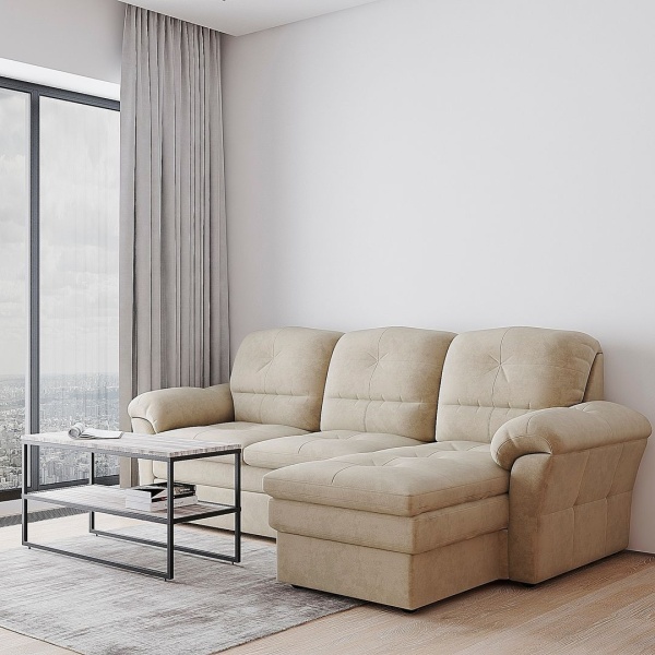 Diamante диван-кровать с шезлонгом велюр бежевый от интернет-магазина IDODOM.RU