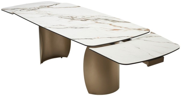 Стол обеденный Bronx (200+50+50), керамика матовая светлый, опора шампань от интернет-магазина IDODOM.RU