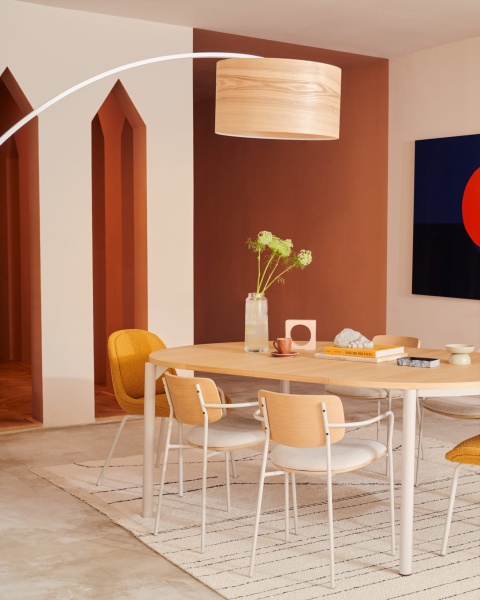 Montuiri раздвижной круглый стол из дубового шпона с серыми ножками от интернет-магазина IDODOM.RU