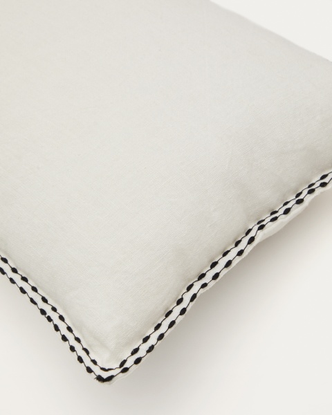 Чехол на подушку Sinet из белого льна с черной вышивкой от интернет-магазина IDODOM.RU