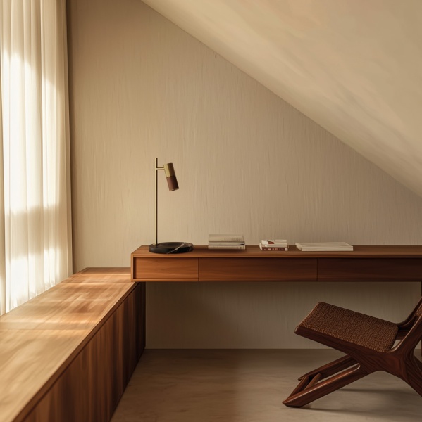 Настольная лампа Tura C коричневая кожа/золотой металл от интернет-магазина IDODOM.RU