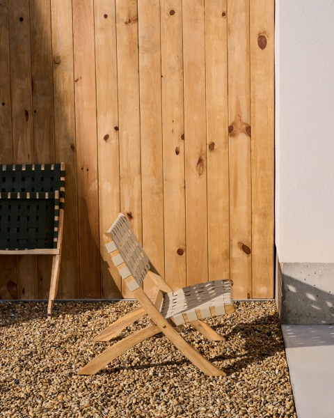 Складное кресло Chabeli из массива акации и шнура кремового цвета от интернет-магазина IDODOM.RU