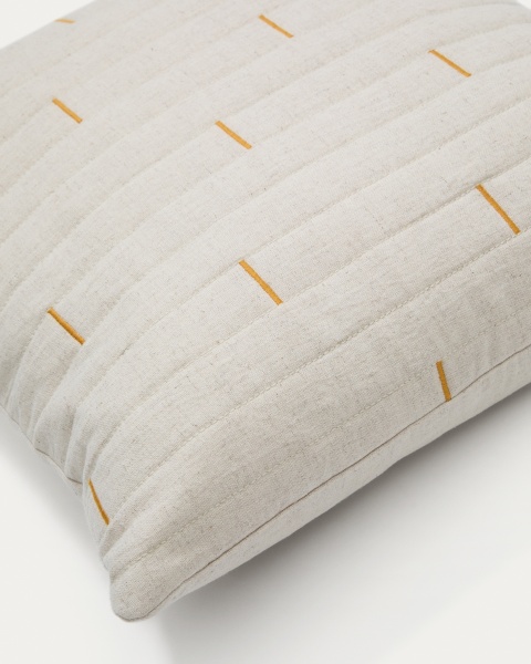 Чехол на подушку Blaina из белого льна с оранжевой вышивкой 45 x 45 см от интернет-магазина IDODOM.RU