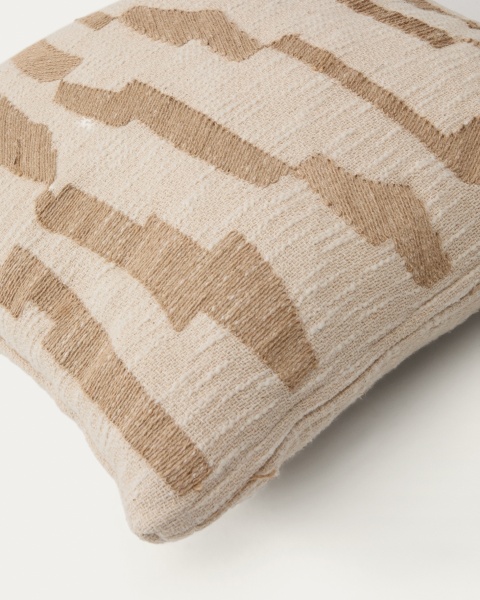 Arvai Чехол для подушки из хлопка с бежевой джутовой вышивкой 45 x 45 см от интернет-магазина IDODOM.RU