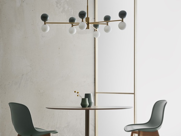 Люстра Dalt 6L золотой металл - зеленый мрамор от интернет-магазина IDODOM.RU