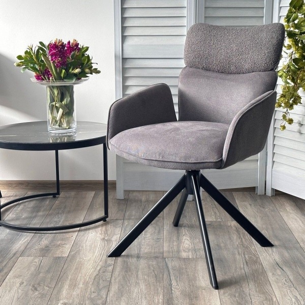 Стул с подлокотниками Trio ткань комби серый, поворотно-возвратный механизм  360 градусов от интернет-магазина IDODOM.RU