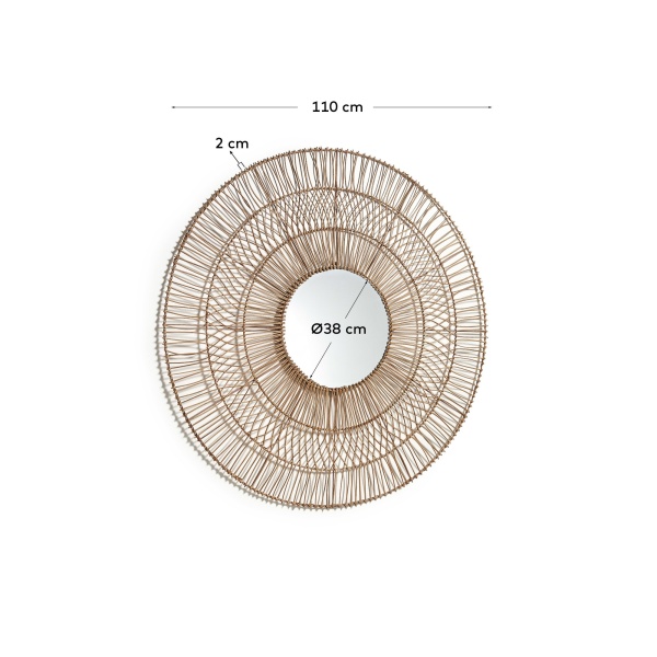 Viviana Зеркало из ротанга с натуральной отделкой Ø 110 см от интернет-магазина IDODOM.RU