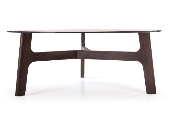 Журнальный столик Woddy D900 массив + стекло / опоры горький шоколад от интернет-магазина IDODOM.RU