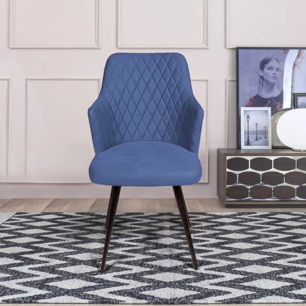 Стул поворотный на 90 градусов, функция возврата, антишум Hunt ромб, бархат синий 29 / чёрный конус от интернет-магазина IDODOM.RU