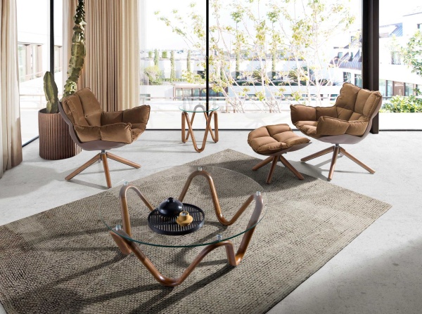 Коричневый бархатный пуфик 5105/DC1565-A-OT от интернет-магазина IDODOM.RU