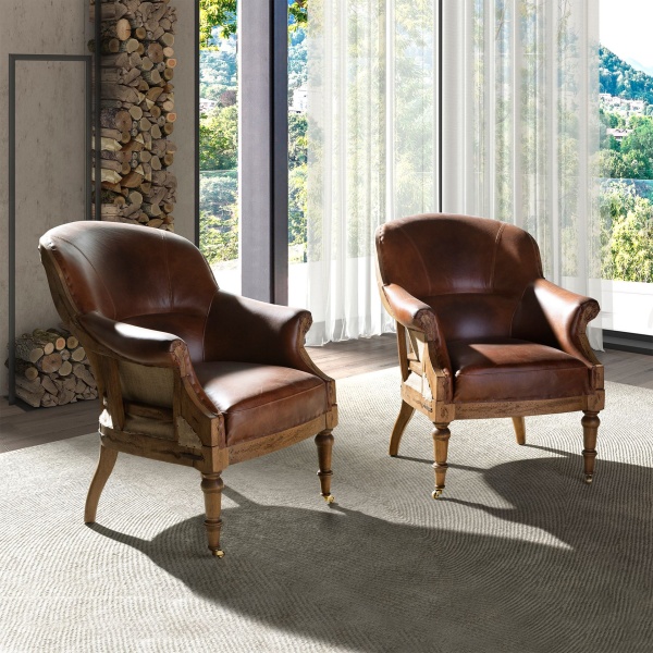 Кресло из кожи коньячно-коричневого цвета, модель 5158 от интернет-магазина IDODOM.RU