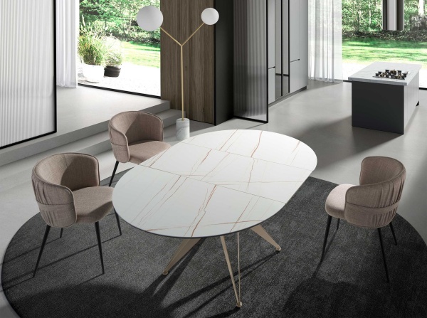 Круглый раздвижной обеденный стол 1119/MC22018DT из мраморной керамики и стали от интернет-магазина IDODOM.RU