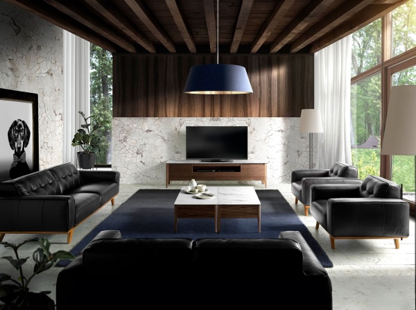 Диван кожаный 2-х местный черный 5606-2P /6030 от интернет-магазина IDODOM.RU