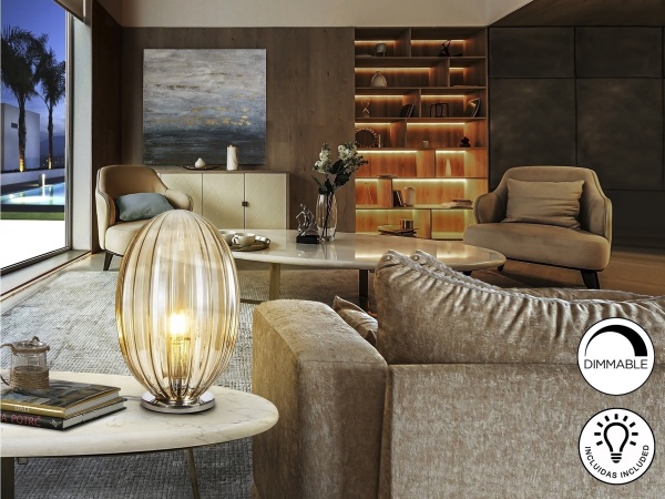 Настольная лампа Ovila 1L коньячный Ø20 от интернет-магазина IDODOM.RU