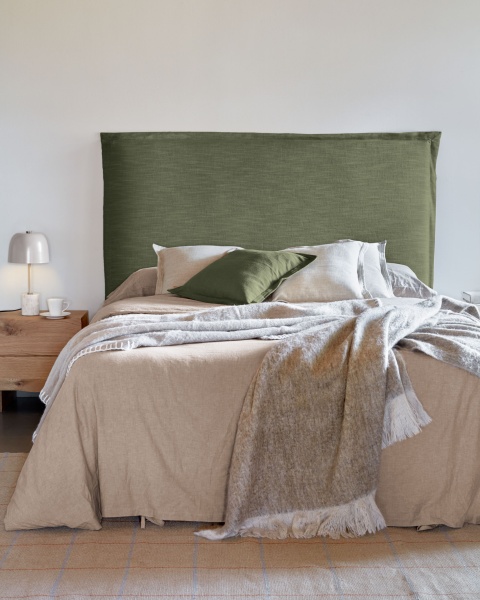 Зеленое льняное изголовье Tanit со съемным чехлом 166 x 106 см от интернет-магазина IDODOM.RU