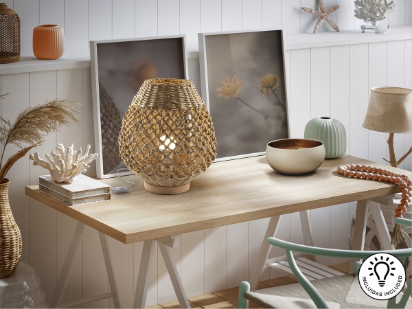 Настольная лампа YAIZA с абажуром из бумажной веревки от интернет-магазина IDODOM.RU