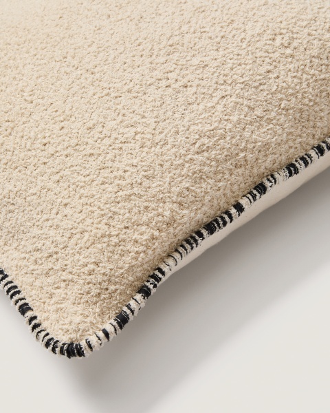 Чехол для подушки Enari бежевый хлопок с черной отделкой 50 x 50 см от интернет-магазина IDODOM.RU