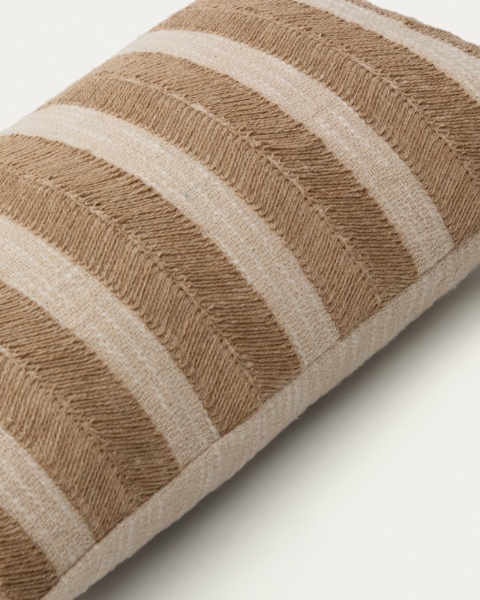 Чехол для подушки Zailo из хлопка с бежевой джутовой вышивкой 30 x 50 см от интернет-магазина IDODOM.RU