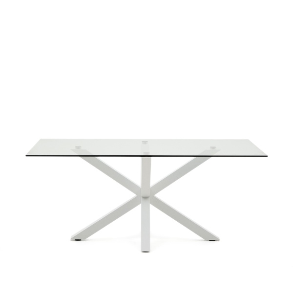 Обеденный стол Arya стеклянный с белыми стальными ножками 180x100 от интернет-магазина IDODOM.RU