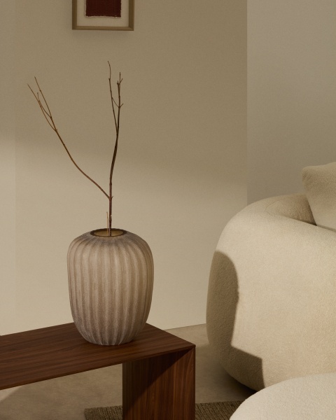 Ваза из стекла Lumia  бежевого цвета 38см от интернет-магазина IDODOM.RU