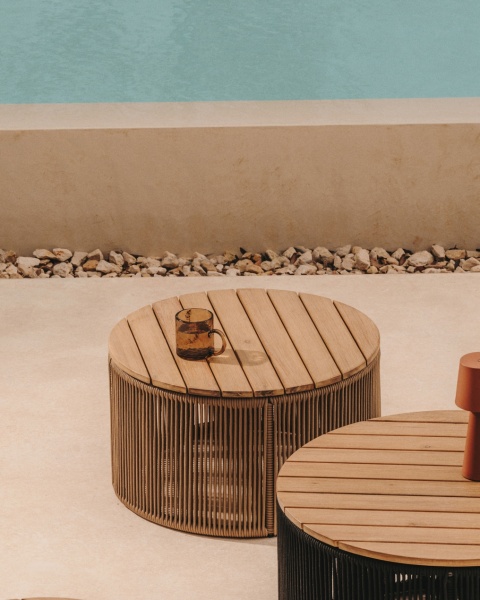 Dandara Журнальный столик из стали и бежевого шнура 60 см от интернет-магазина IDODOM.RU