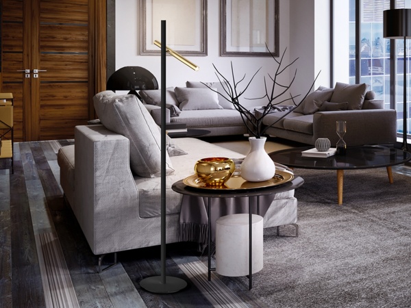 Торшер Varas 2L золотой/ черный от интернет-магазина IDODOM.RU