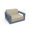 Кресло Quarter lounge с подушками Wave Blue, Bone Brown