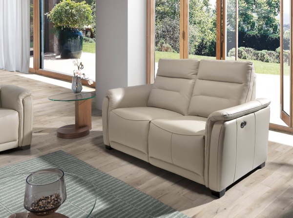 2-местный диван с реклайнером 6157 из серо-коричневой кожи от интернет-магазина IDODOM.RU