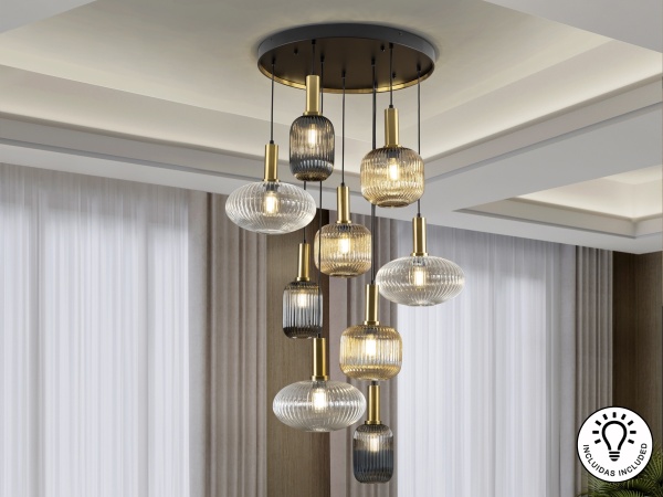 Люстра Norma 9L черный/латунь от интернет-магазина IDODOM.RU