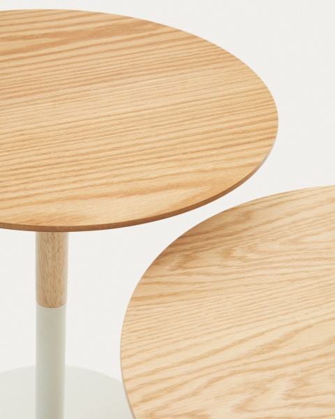 Watse Набор из 2 круглых столиков из шпона дуба и матового белого металла от интернет-магазина IDODOM.RU