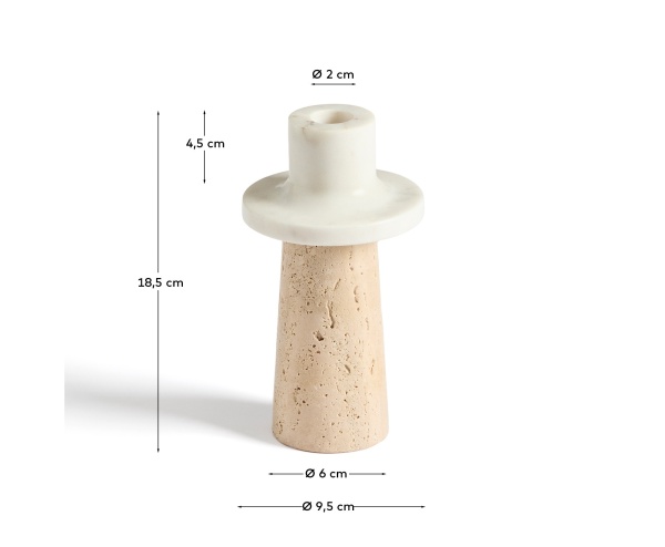 Подсвечник Zalvori из белого мрамора и травертина 18 см от интернет-магазина IDODOM.RU