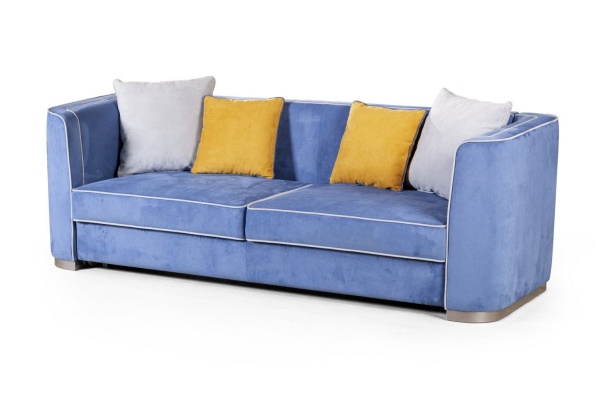 Komo диван-кровать трехместный, велюр синий от интернет-магазина IDODOM.RU