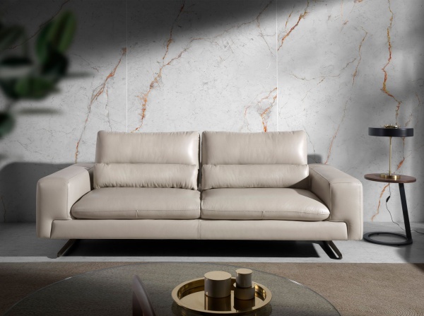 3-местный диван 6142 из серо-бежевой кожи от интернет-магазина IDODOM.RU