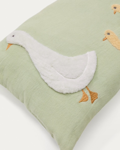 Чехол на подушку Milu из зеленого хлопка с вышивкой в виде гуся, 30 x 50 см от интернет-магазина IDODOM.RU