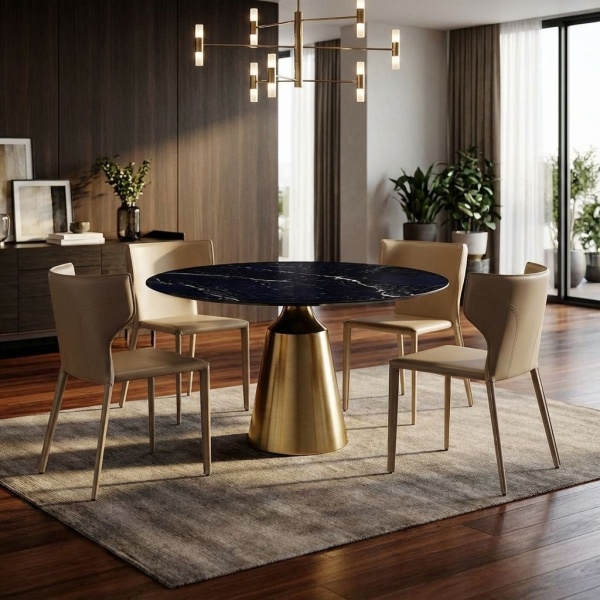 Стол круглый Lucas 120, керамика глянцевая, черная от интернет-магазина IDODOM.RU