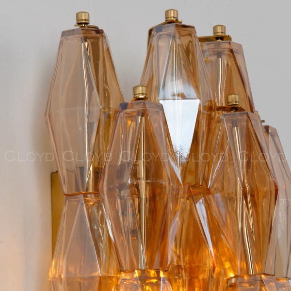 Бра Cloyd CALCUTTA W2 / выс. 37 см - латунь - янтарн.стекло (арт.20484) от интернет-магазина IDODOM.RU