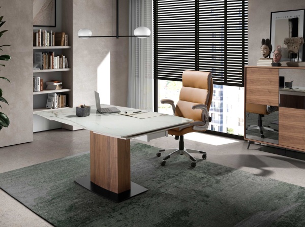 Вращающийся офисный стул 4141/MLM611396 из коричневой экокожи от интернет-магазина IDODOM.RU