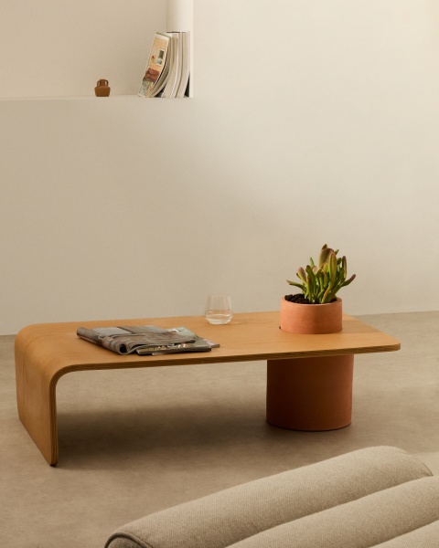 Журнальный столик Olaria терракотовый с дубовым шпоном натуральной отделки 110 x 60 от интернет-магазина IDODOM.RU