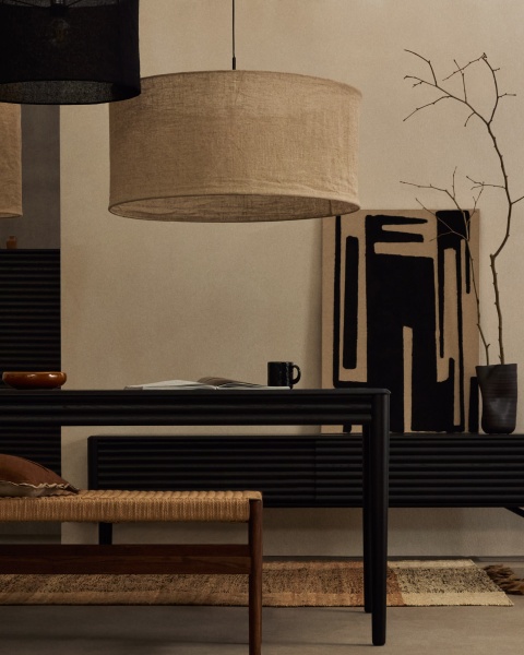 Абажур для потолочного светильника Mariela из льна бежевого цвета Ø 80 от интернет-магазина IDODOM.RU