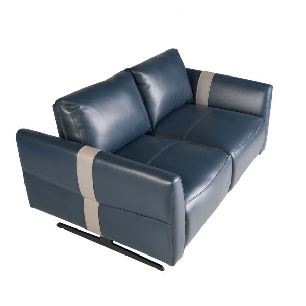Диван 3-х местный 6196/KM5192-3P кожаный синего цвета от интернет-магазина IDODOM.RU