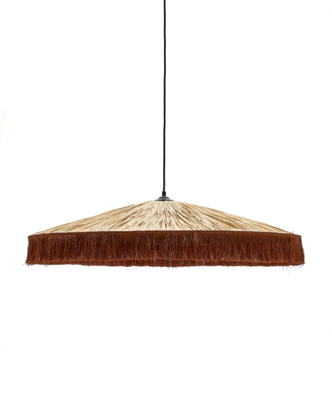 Pollensa Подвесной светильник из рафии с бахромой терракотового цвета от интернет-магазина IDODOM.RU